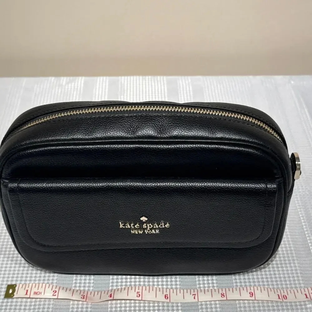 Kate Spade New York Rosie pebbled leather flap camera bag‎ purse in black
